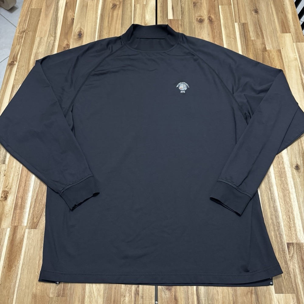 Footjoy Shirt Mens XL Black Long Sleeve Mock Neck Wannamoisett Golf Performance